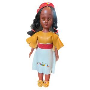 Vintage Native American Girl Doll Sleepy Eyes Native Dress and Moccasins 7.5 In